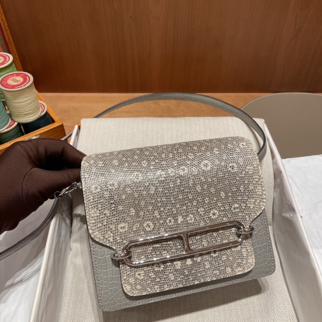 에르메스 룰리스18 은장 리자드 악어가죽